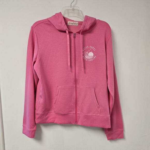 Ocean Drive Sweatshirt XL Womens Hooded Full Zip Outer Banks North Carolina Pink - Picture 1 of 11